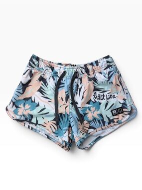 Girls Salt Life Tropical Drawstring Shorts - GORGEOUS Pastel Blue, Peach & Mint